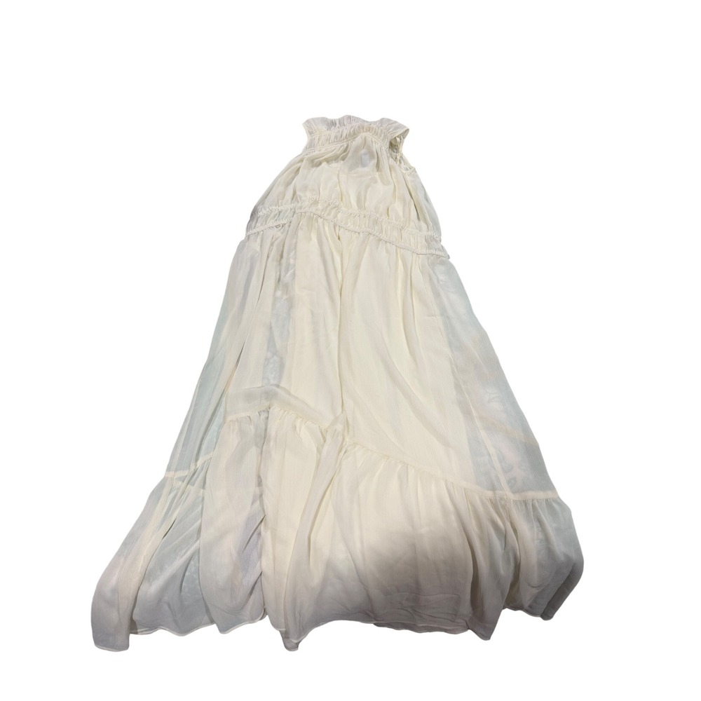Universal Thread Cream Smocked High Neck Tiered Maxi Dress XS NWT Boho Chiffon